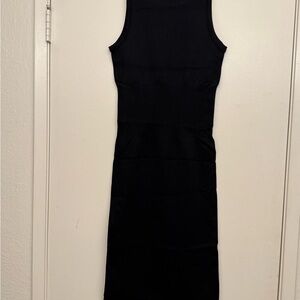OQQ Black Sleeveless Midi Dress with Slit